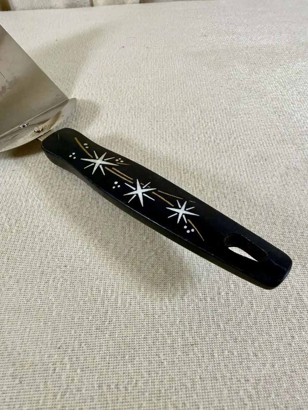 Vintage Ekco Stainless Steel Spatula with Atomic Starburst Black Handle